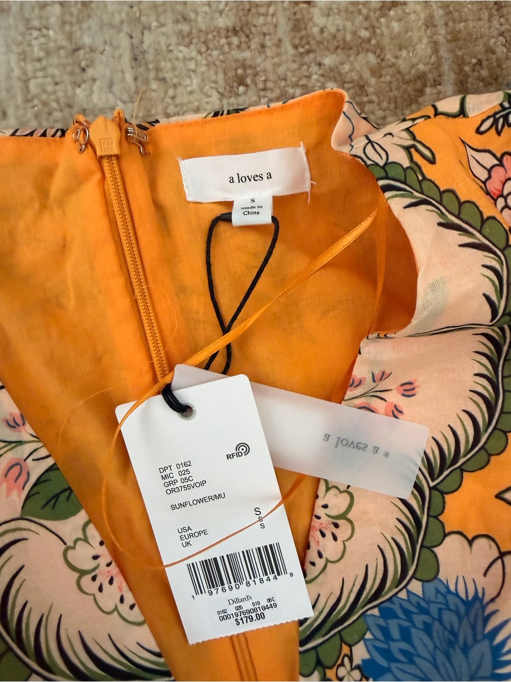 ‘A Loves A’ yellow patterned sundress NWT Size Small - Picture 2 of 3